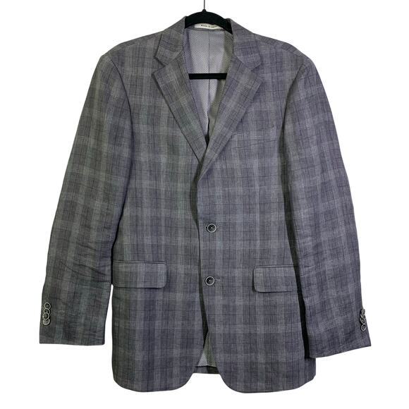 JOSEPH ABBOUD Blazer Sport Coat Jacket Linen Tailored Fit Plaid 2‎ Button 37 Reg - Picture 1 of 15